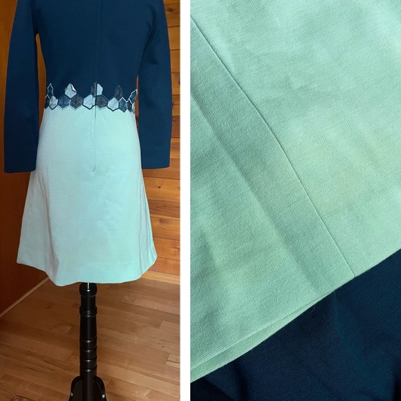 Vintage 60s 70s Bleeker Street Mock Neck Knit Mod Mini Dress Sz 10 - Picture 7 of 8